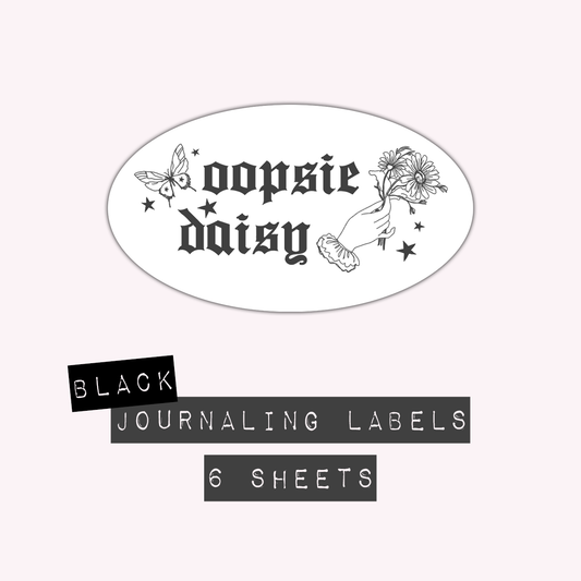 Oopsie Daisy - Journaling Labels (Black)