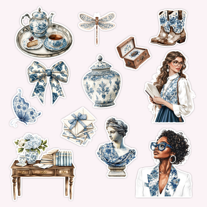 Charming Toile Die Cut Sticker Set