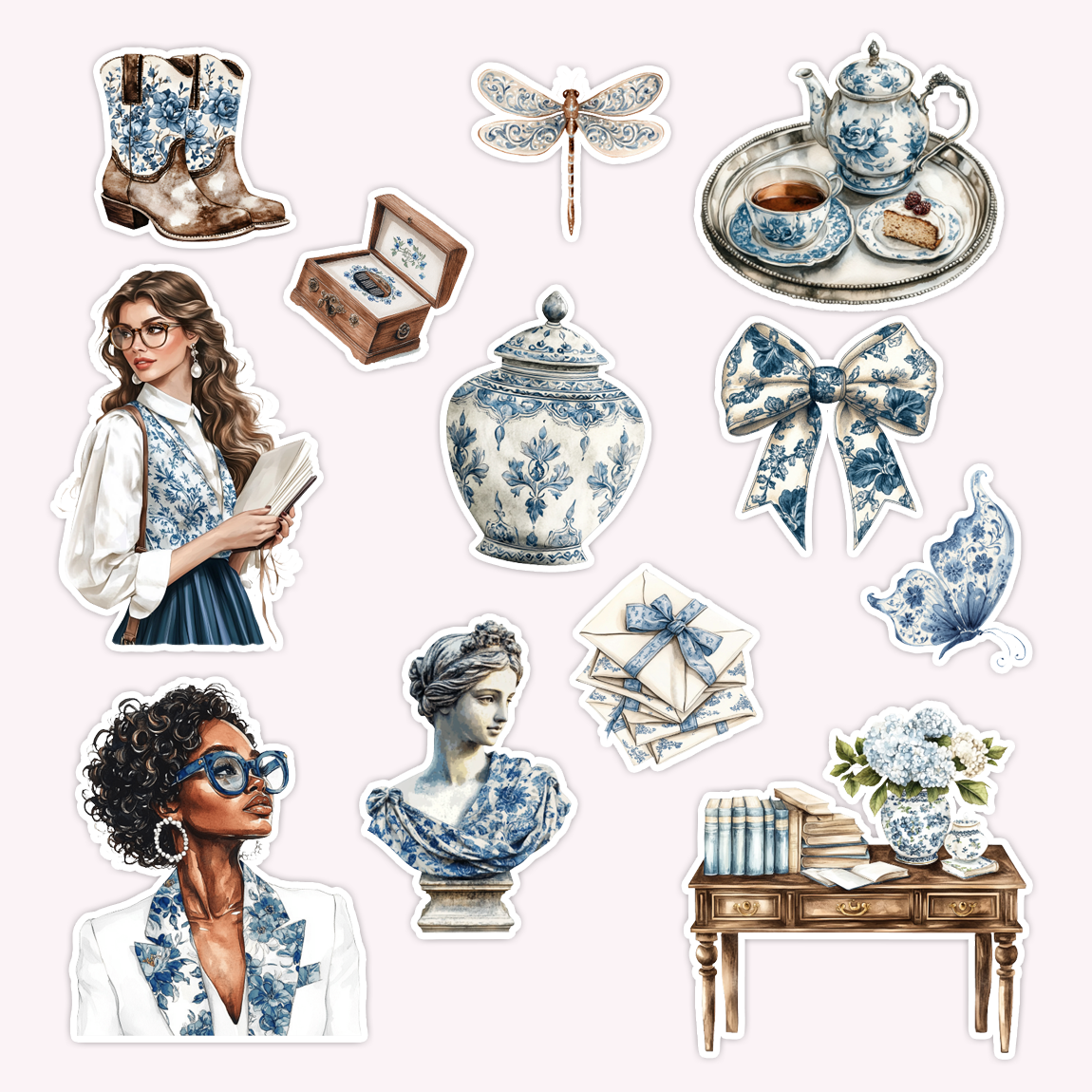 Charming Toile Die Cut Sticker Set