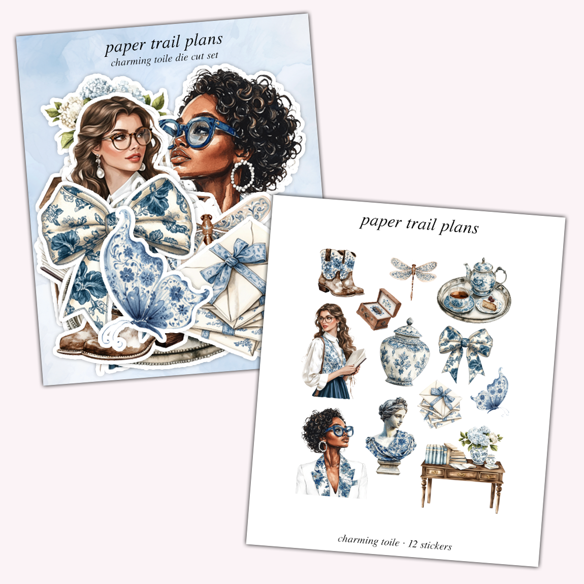 Charming Toile Die Cut Sticker Set