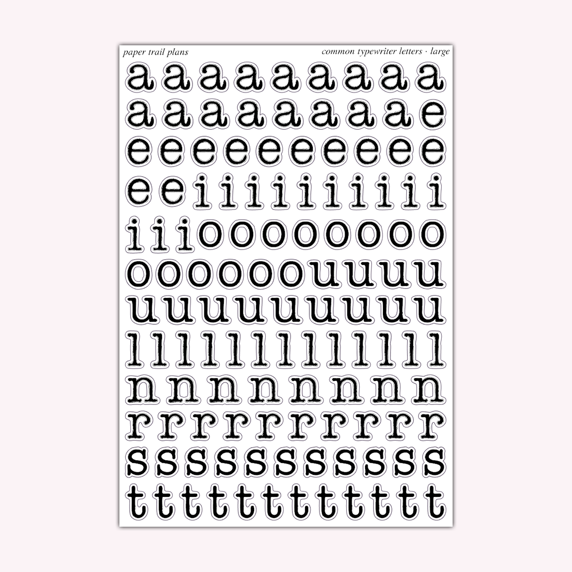 Common Typewriter Letters - Large – Paper Trail Plans