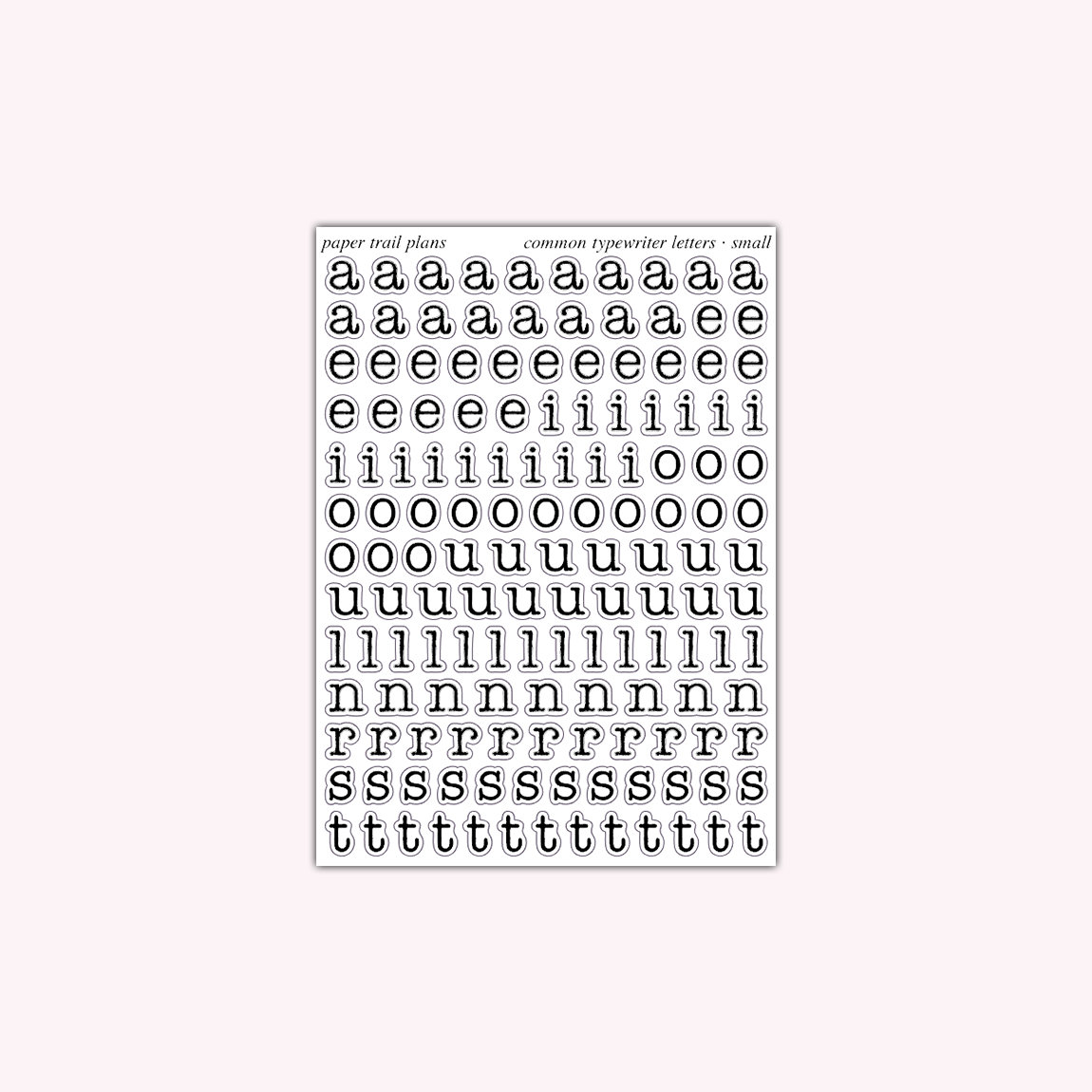 Common Typewriter Letters - Small