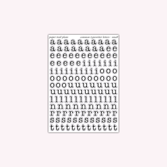 Common Typewriter Letters - Small