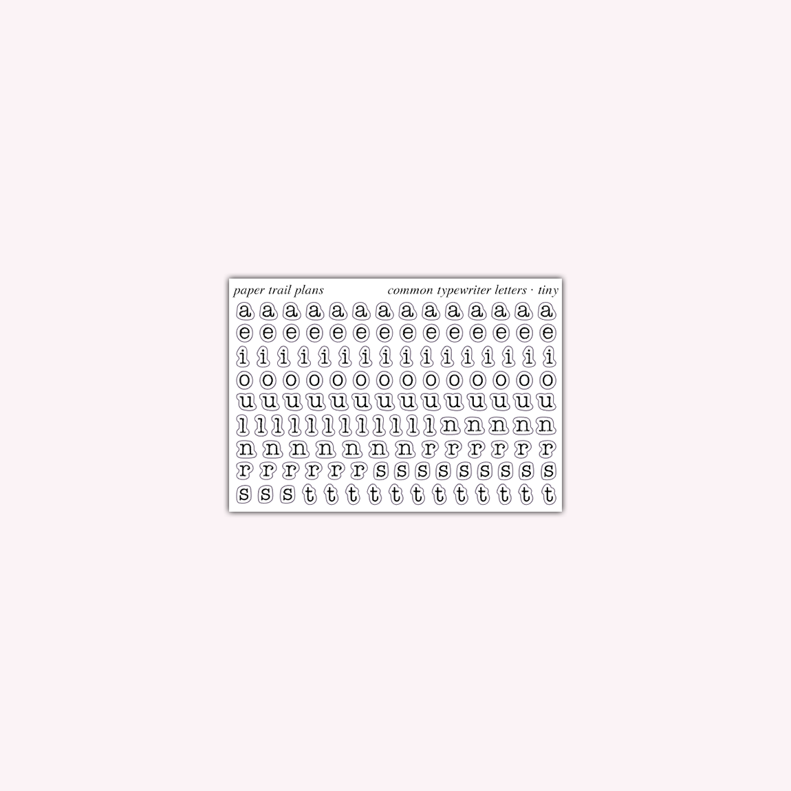 Common Typewriter Letters - Tiny