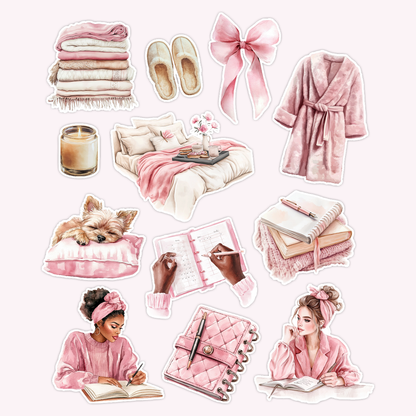 Cozy Planner Die Cut Sticker Set