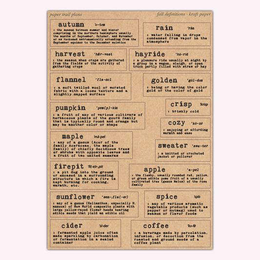 Fall Definitions - Kraft Paper