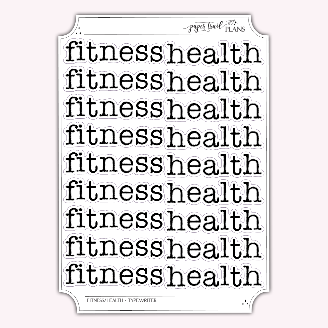 Fitness & Health - Typewriter
