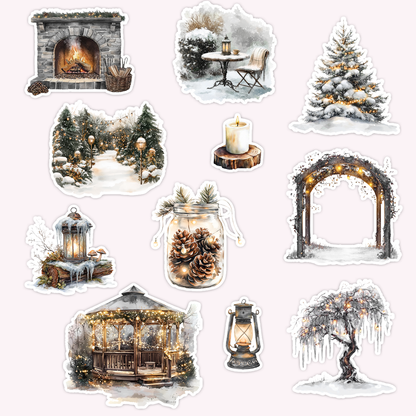Glowing Winter Die Cut Sticker Set