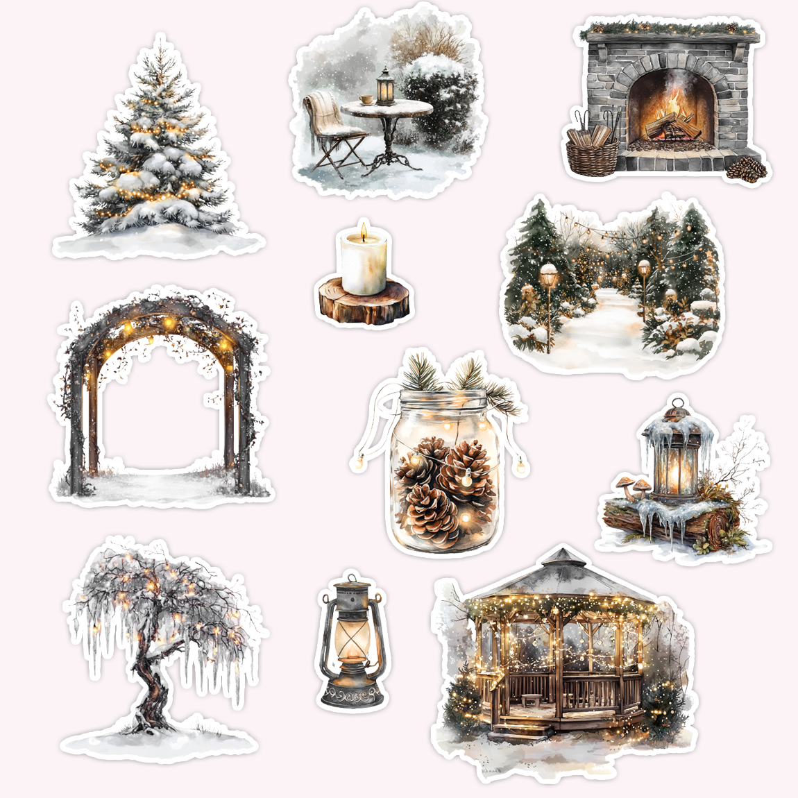 Glowing Winter Die Cut Sticker Set