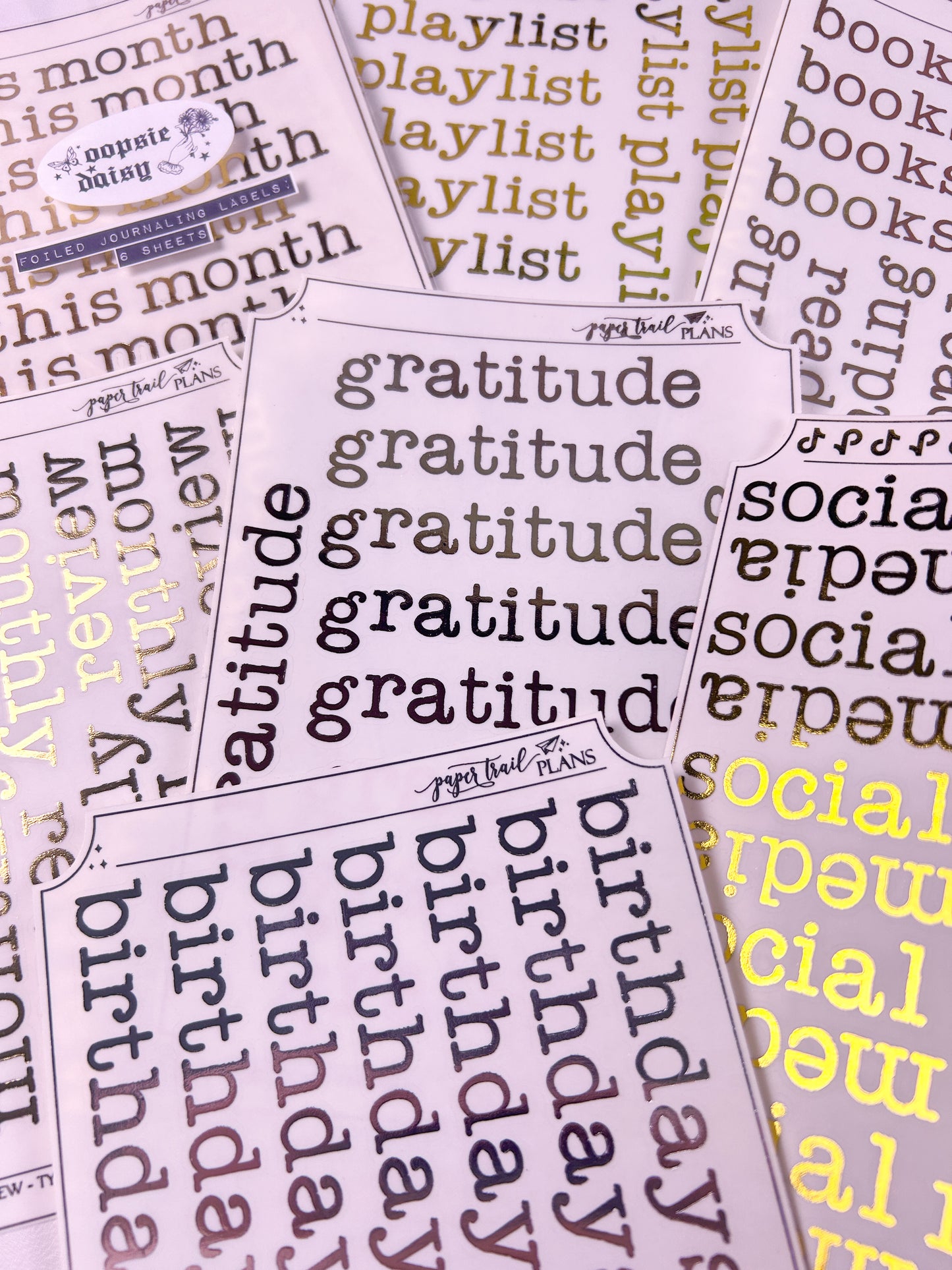 Oopsie Daisy - Journaling Labels (Foiled)