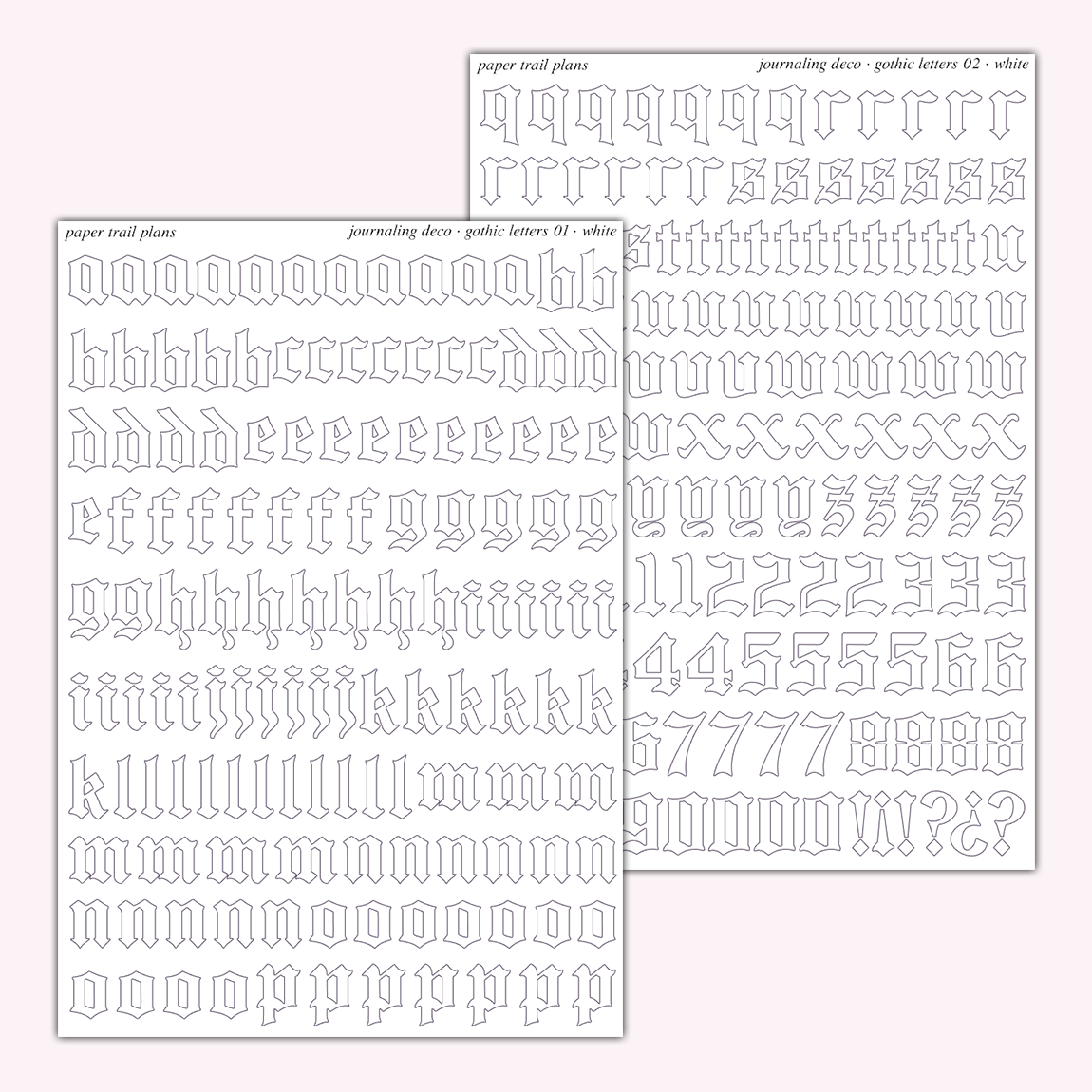 Journaling Deco - Gothic Letters (White)