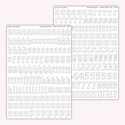 Journaling Deco - Gothic Letters (White)