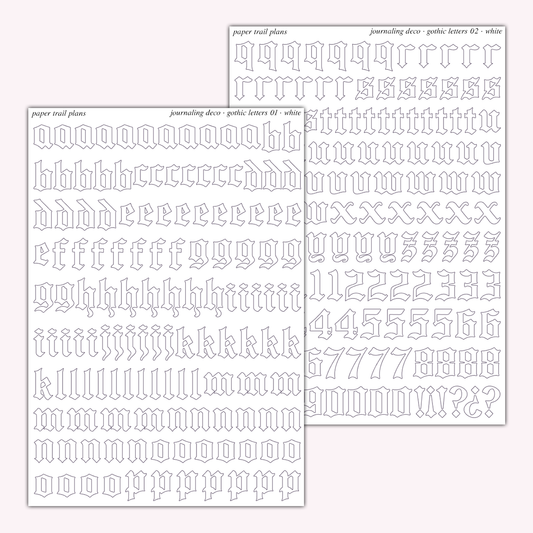 Journaling Deco - Gothic Letters (White)