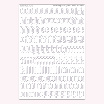 Journaling Deco - Gothic Letters (White)