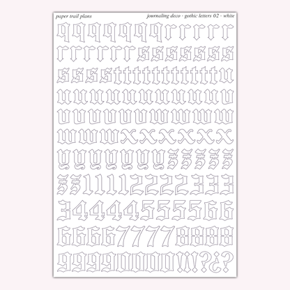 Journaling Deco - Gothic Letters (White)