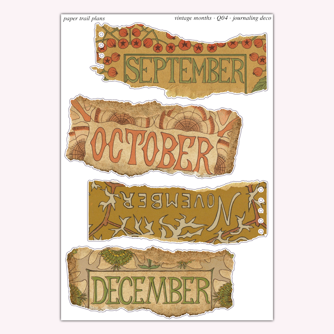 Journaling Deco - Vintage Months (Q4)
