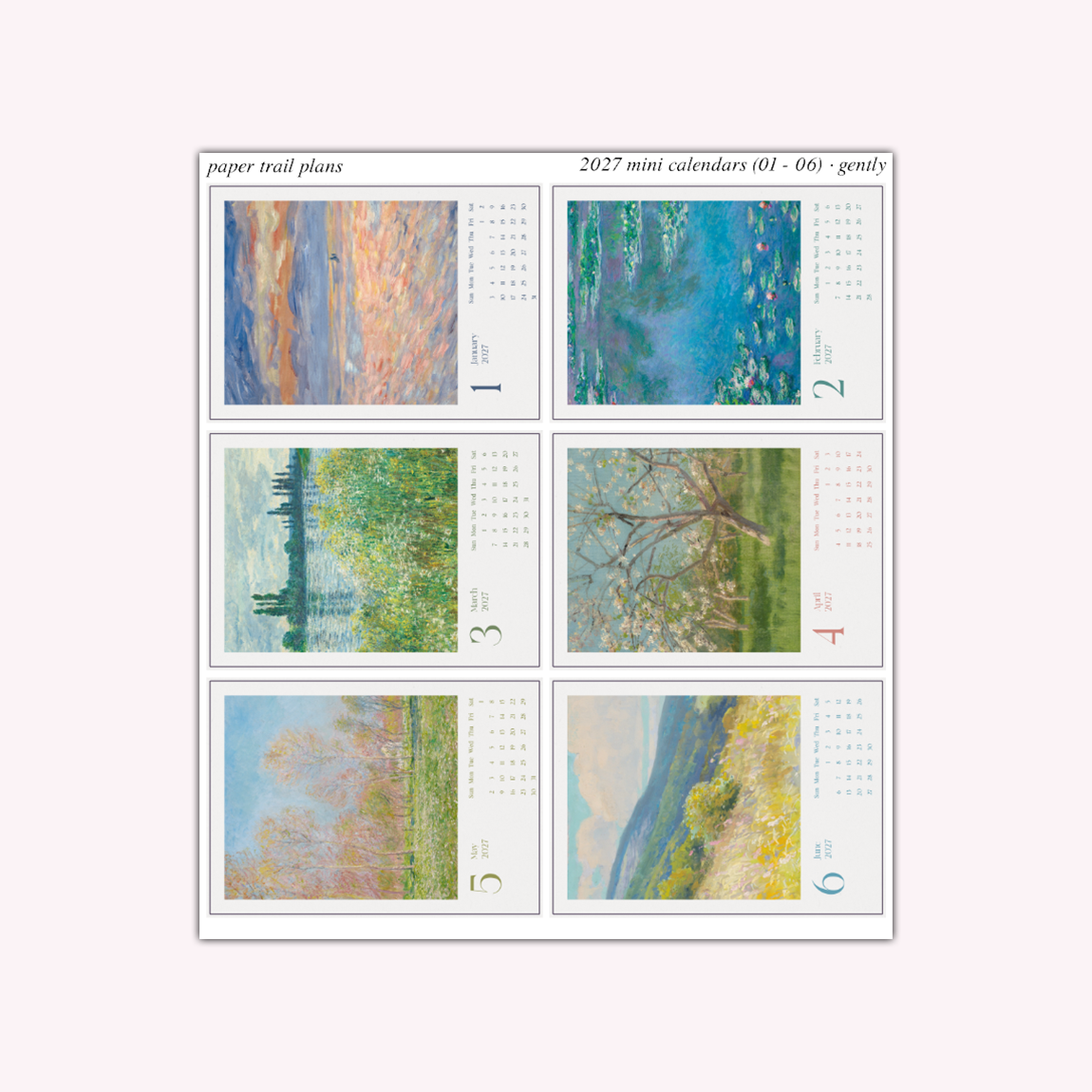 Gently - 2027 Mini Calendars