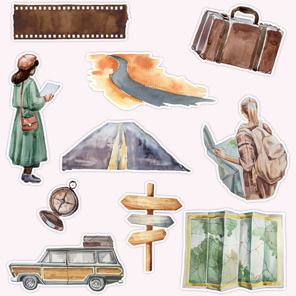 On The Road Die Cut Sticker Set
