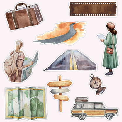 On The Road Die Cut Sticker Set
