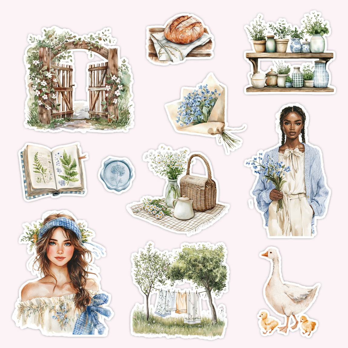 Pastoral Die Cut Sticker Set