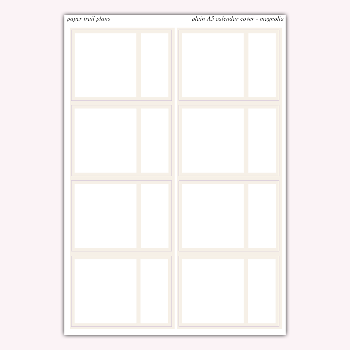 Plain A5 Calendar Covers