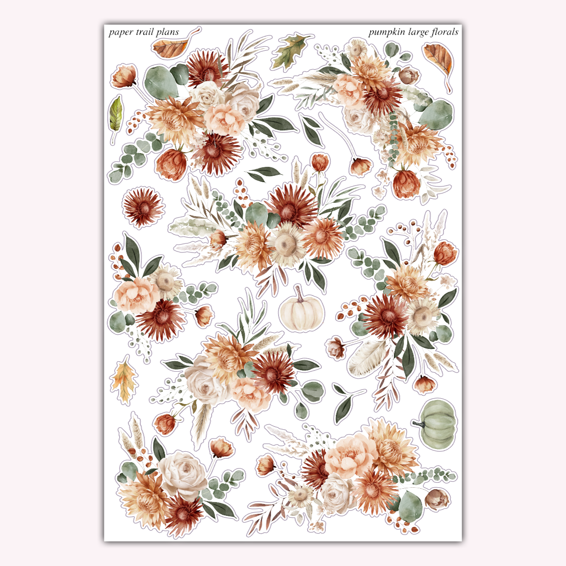 Pumpkin Large Floral Deco Sheet