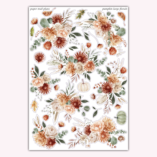 Pumpkin Large Floral Deco Sheet