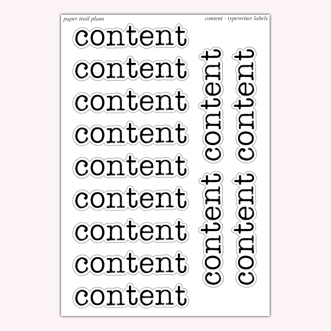 Typewriter Labels - Content