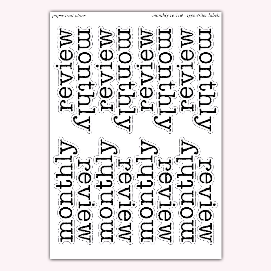 Type Writer Label Typewriter Labels - Monthly Review – Paper Trail Plans