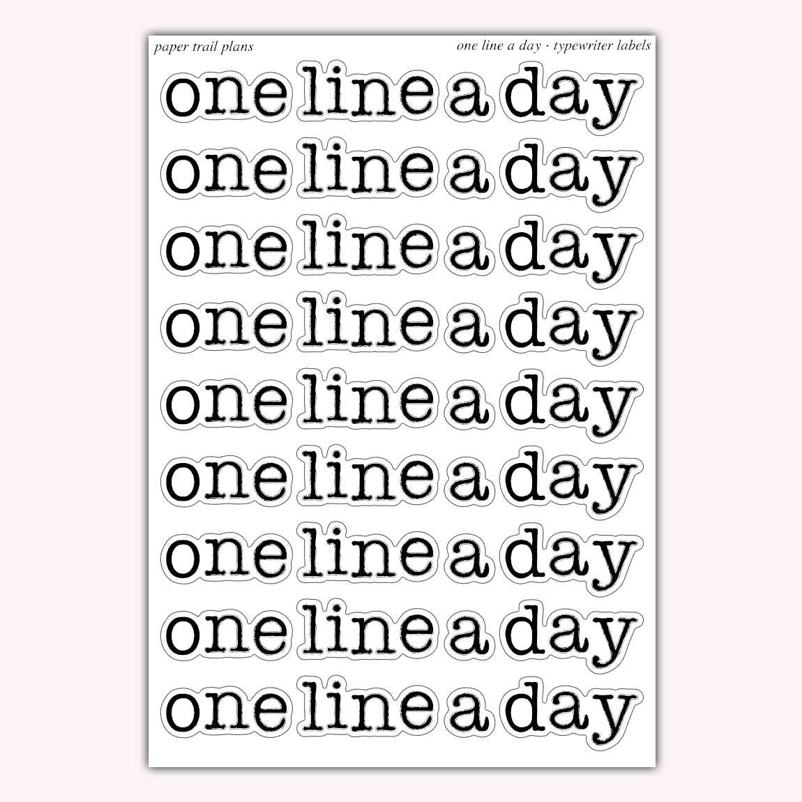 Typewriter Labels - One Line A Day