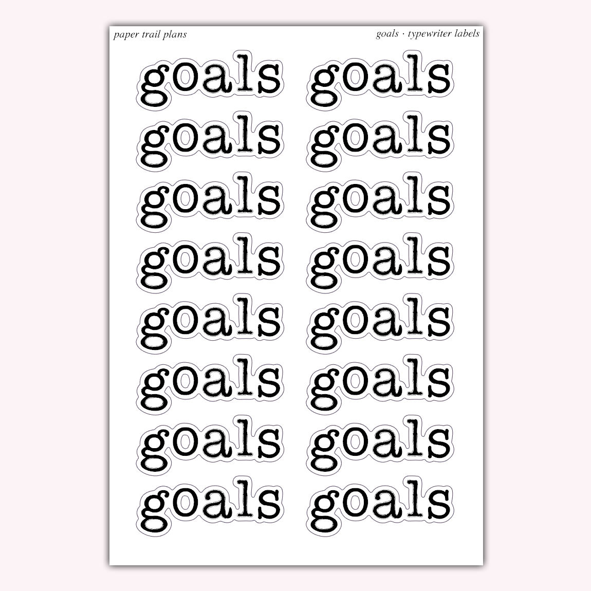 Typewriter Labels - Goals