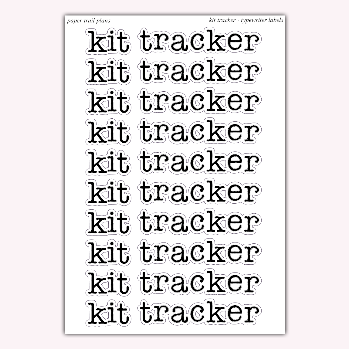 Typewriter Labels - Kit Tracker