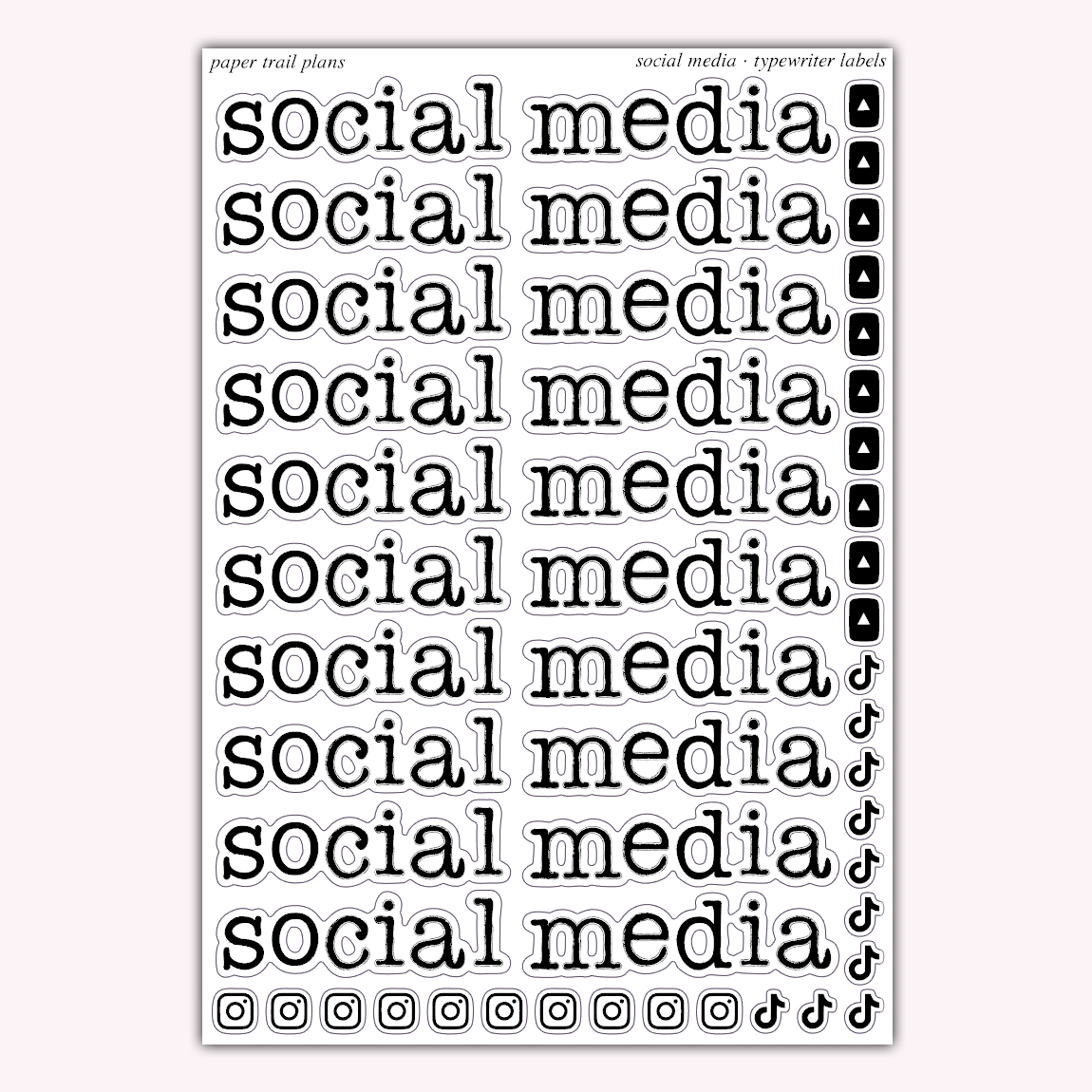 Typewriter Labels - Social Media