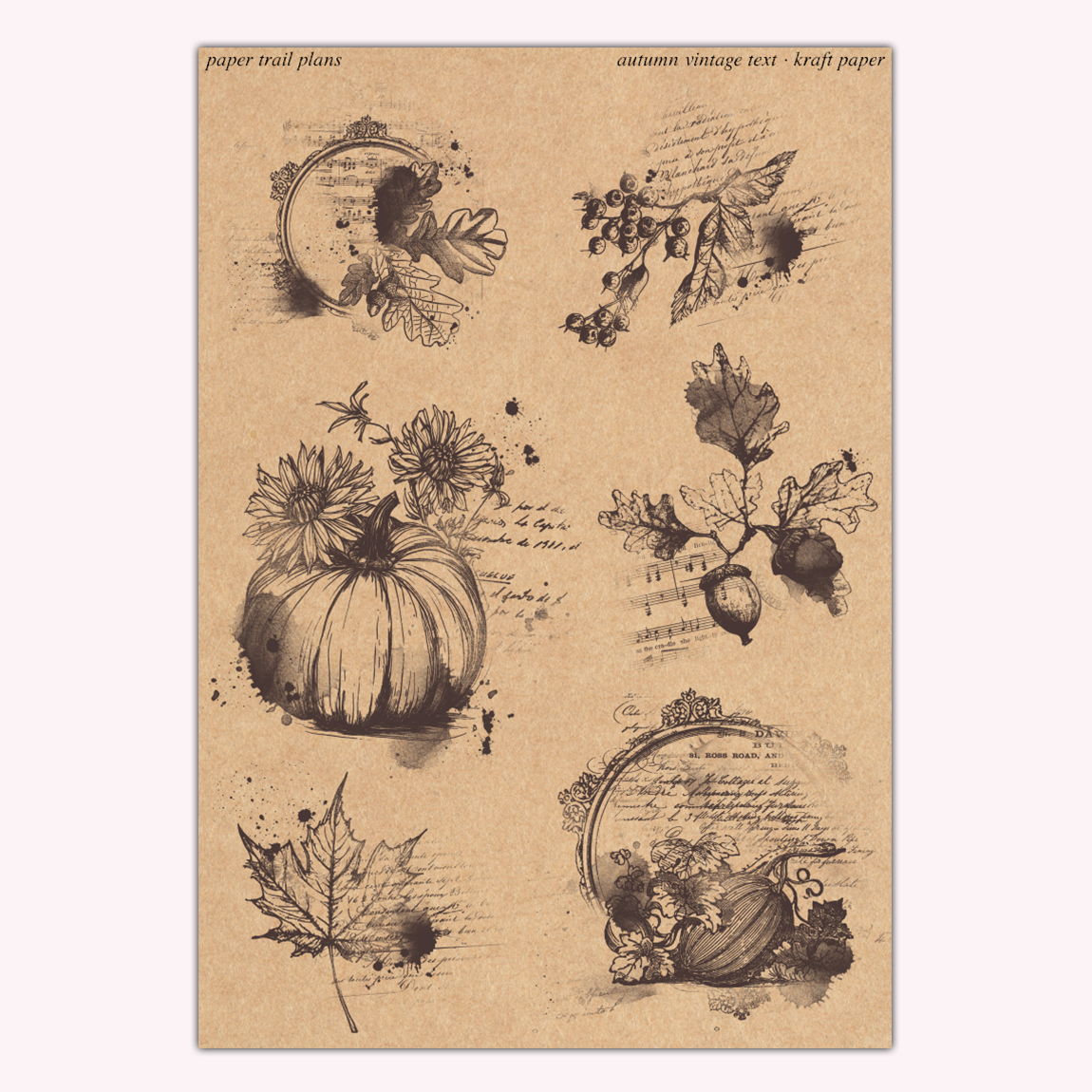 Vintage Autumn Text - Kraft Paper