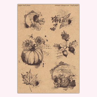 Vintage Autumn Text - Kraft Paper