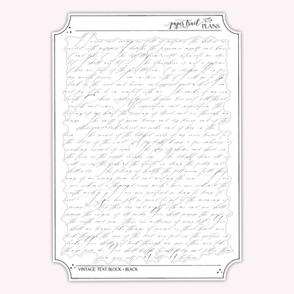 Vintage Text Block - Unfoiled *NEW WASHI PAPER OPTION!*