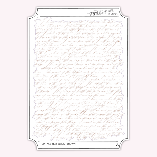Vintage Text Block - Unfoiled *NEW WASHI PAPER OPTION!*