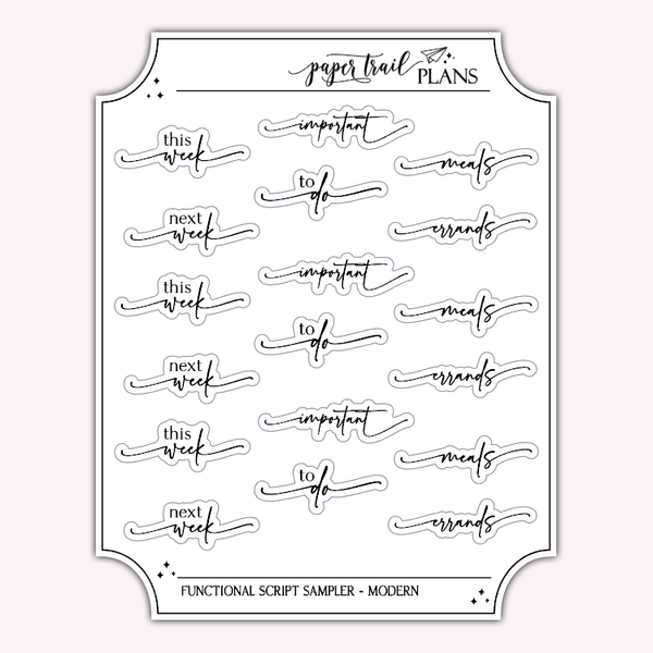 Functional Script Sampler - Modern – Paper Trail Plans