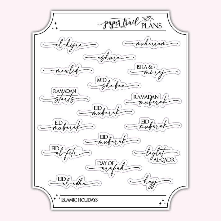 Islamic Holidays Paper Trail Plans